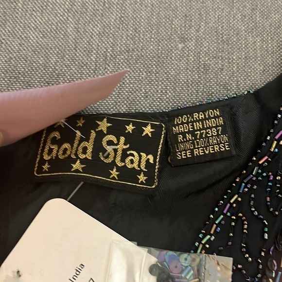 Gold Star Vintage Sequin Hand Beaded Blouse black new with tags size medium - Picture 8 of 9